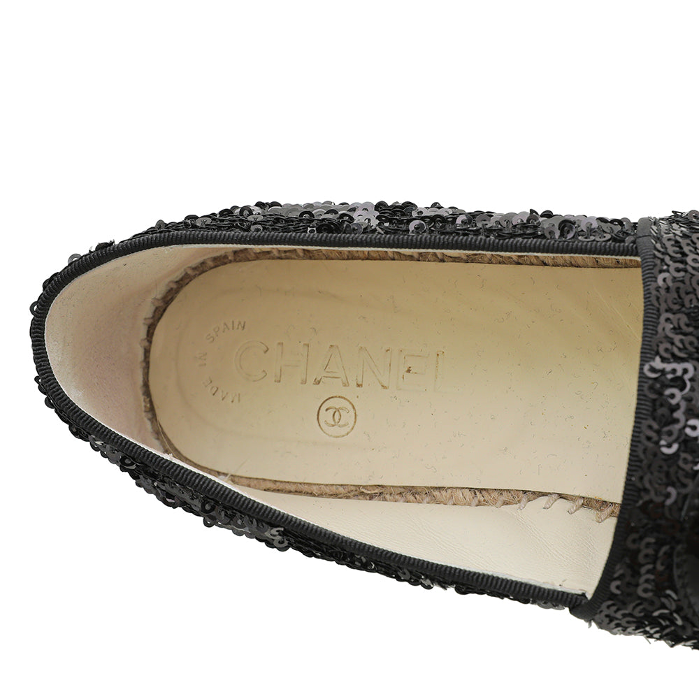 Chanel Black CC Cap Toe Sequins Espadrille 40-Chanel-THE CLOSET