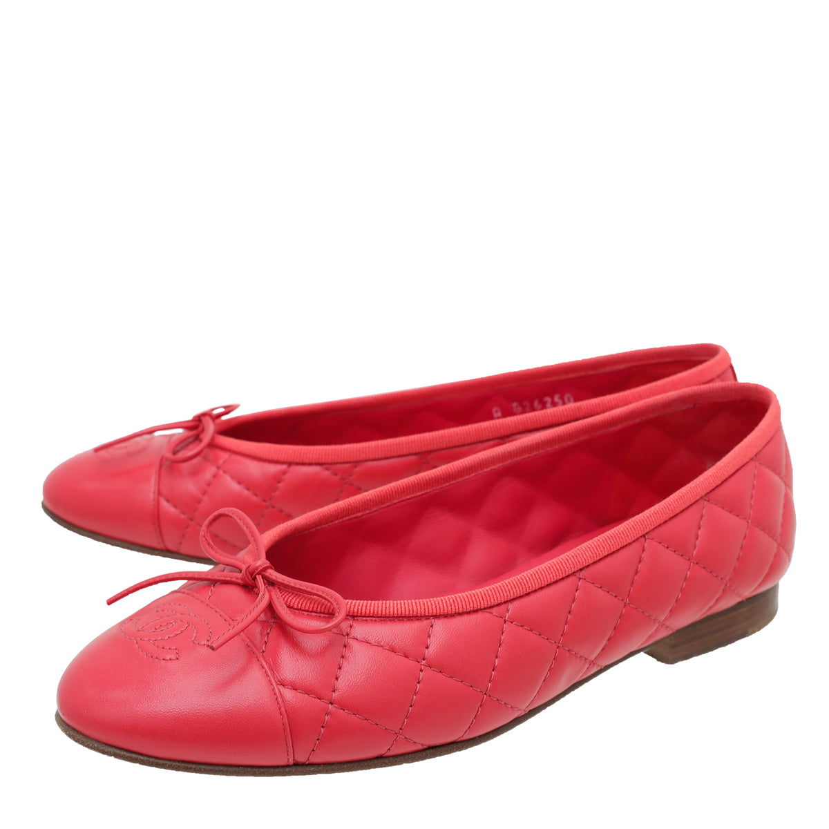Chanel Red CC Cap Toe Quilted Flat Ballerina 38-Chanel-THE CLOSET