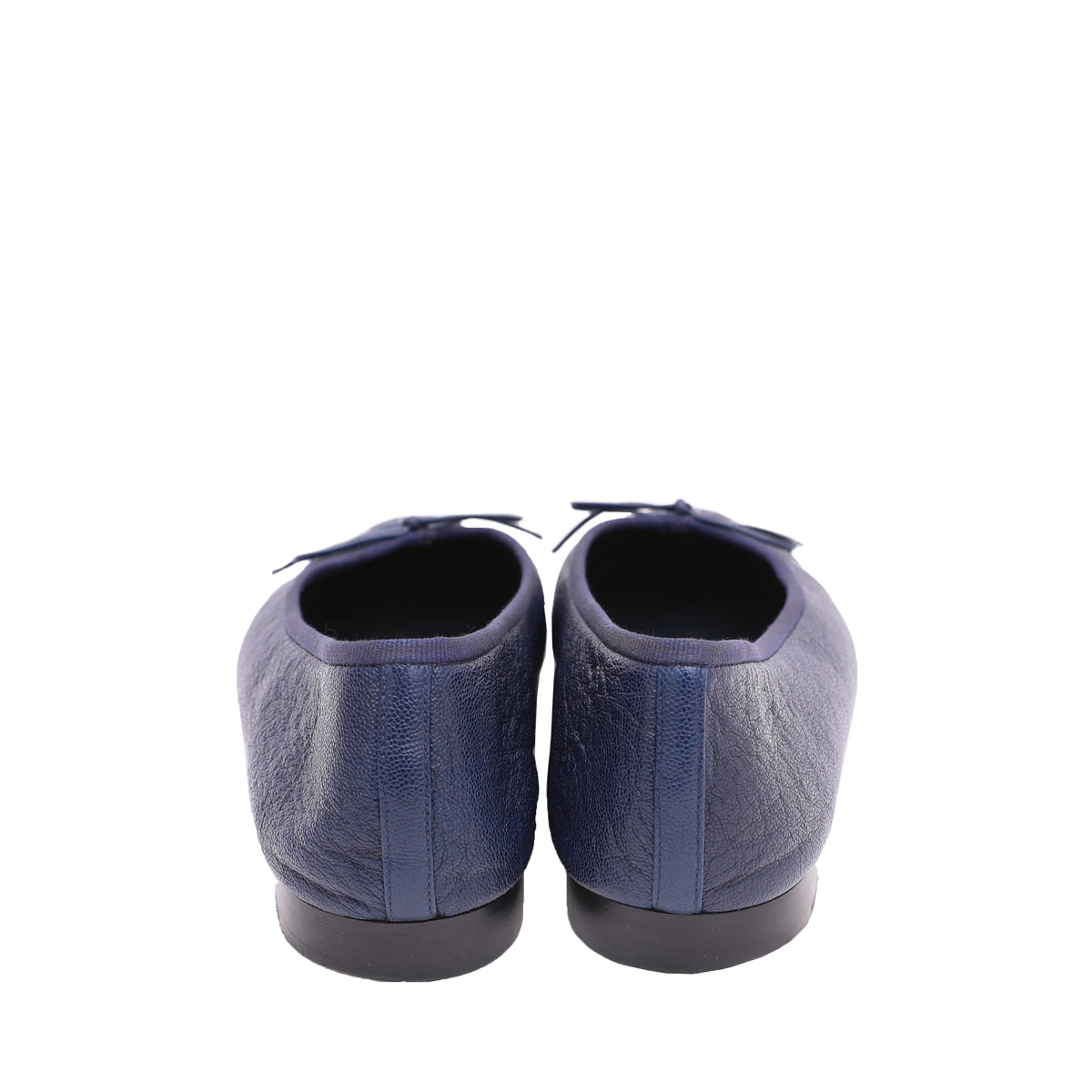 Chanel Navy Blue CC Cap Toe Bow Flat Ballerina 39-Chanel-THE CLOSET