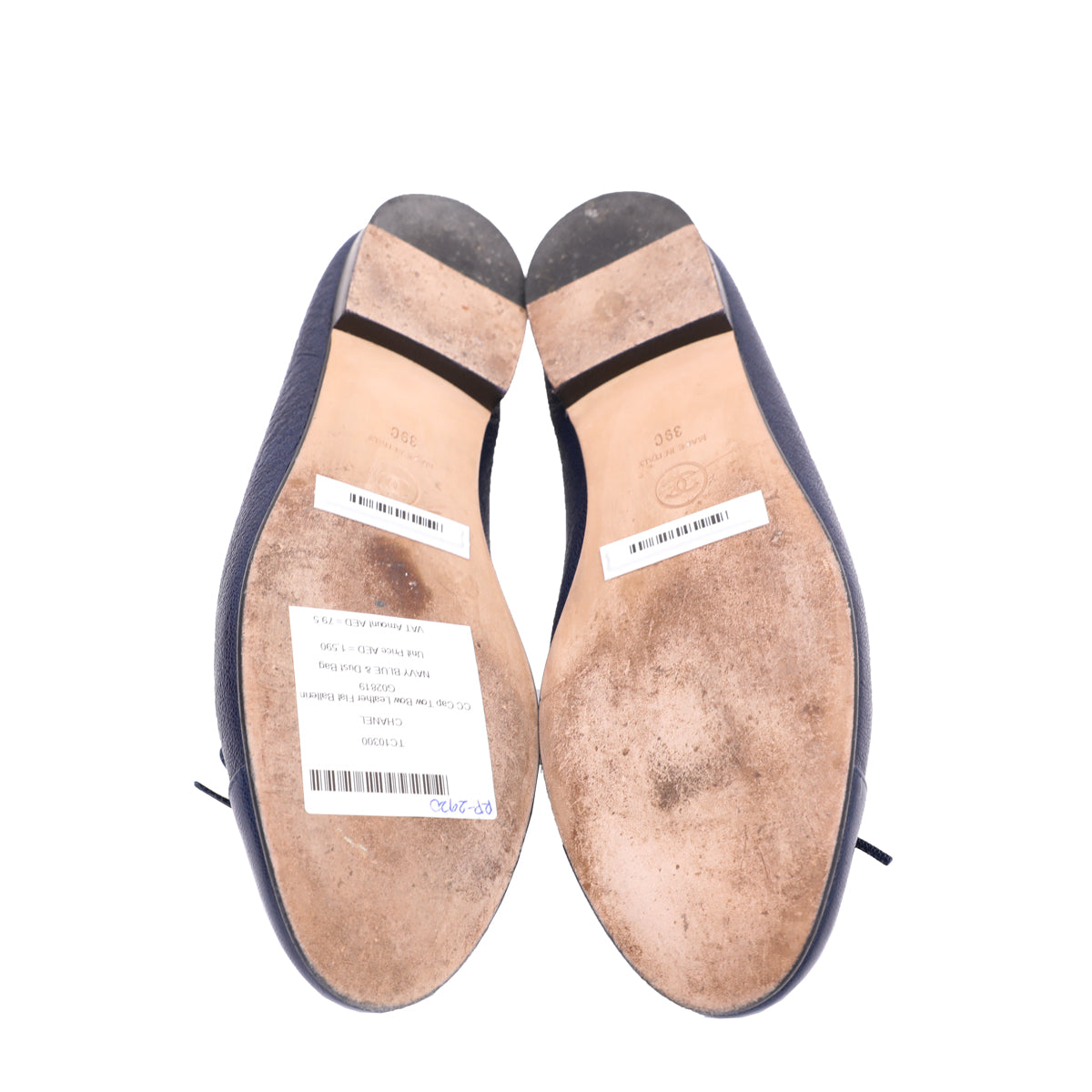 Chanel Navy Blue CC Cap Toe Bow Flat Ballerina 39-Chanel-THE CLOSET