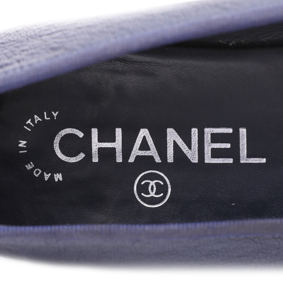 Chanel Navy Blue CC Cap Toe Bow Flat Ballerina 39-Chanel-THE CLOSET