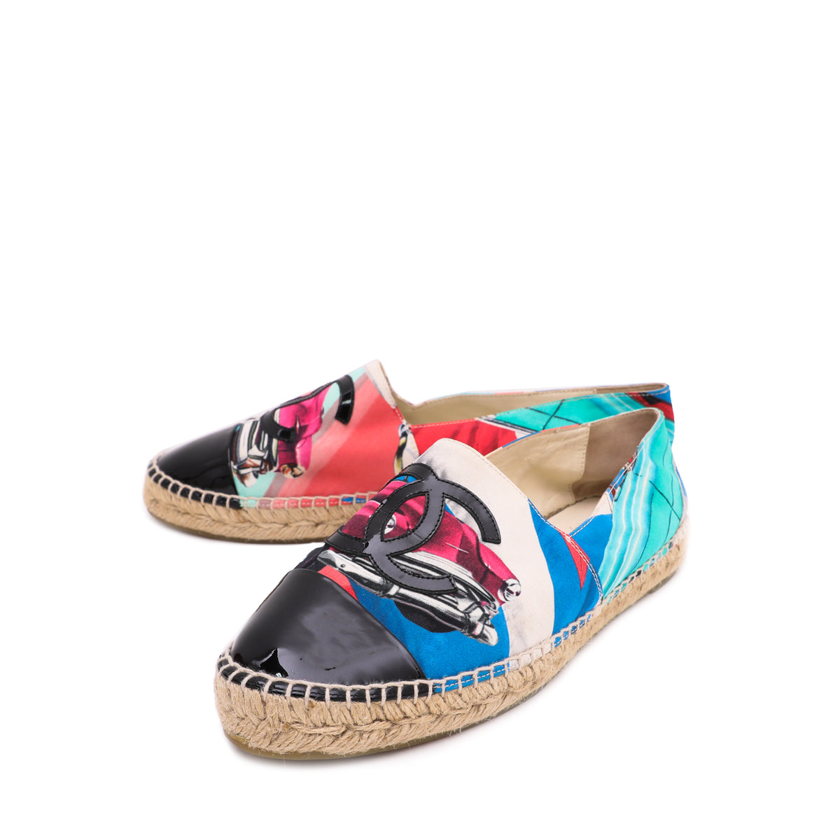 Chanel Black Multicolor CC Car Print Espadrille 40-Chanel-THE CLOSET