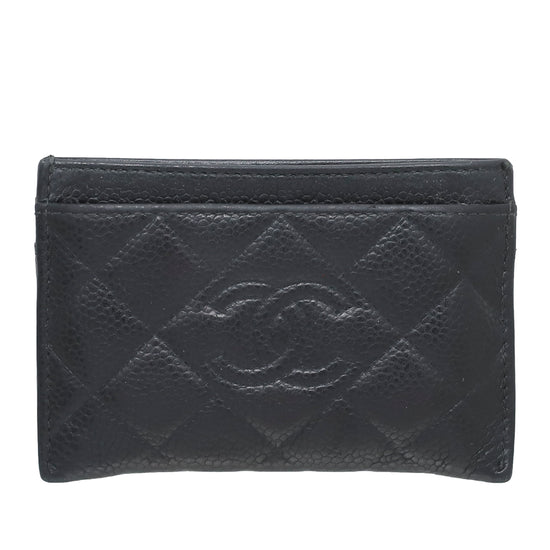 Chanel Black CC Diamond Card Holder