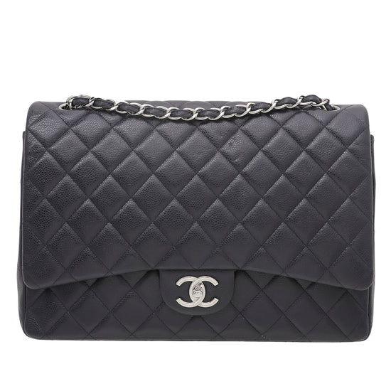 Chanel Indigo Blue CC Double Flap Classic Maxi Bag