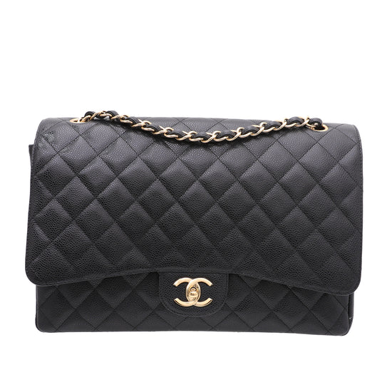 Chanel Black CC Double Flap Maxi Bag