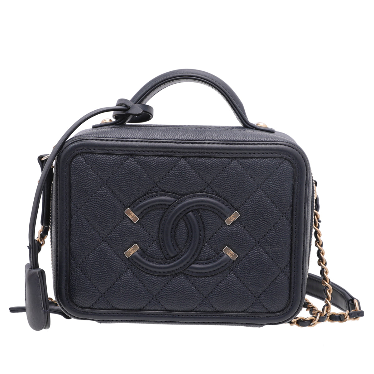 Chanel CC Filigree Grained Vanity Case Bag A93343 Light Green 2018