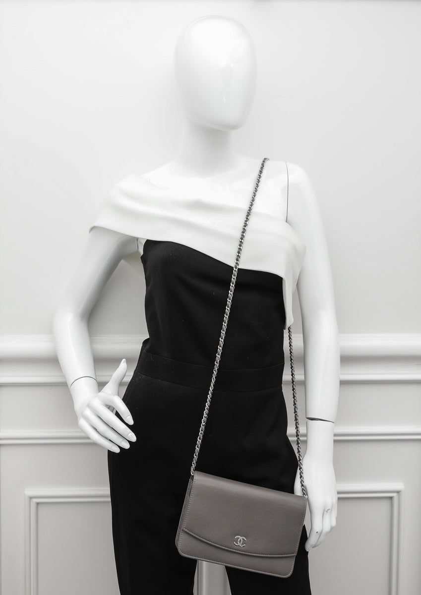 Chanel Gray CC Sevruga Wallet On Chain-Chanel-THE CLOSET