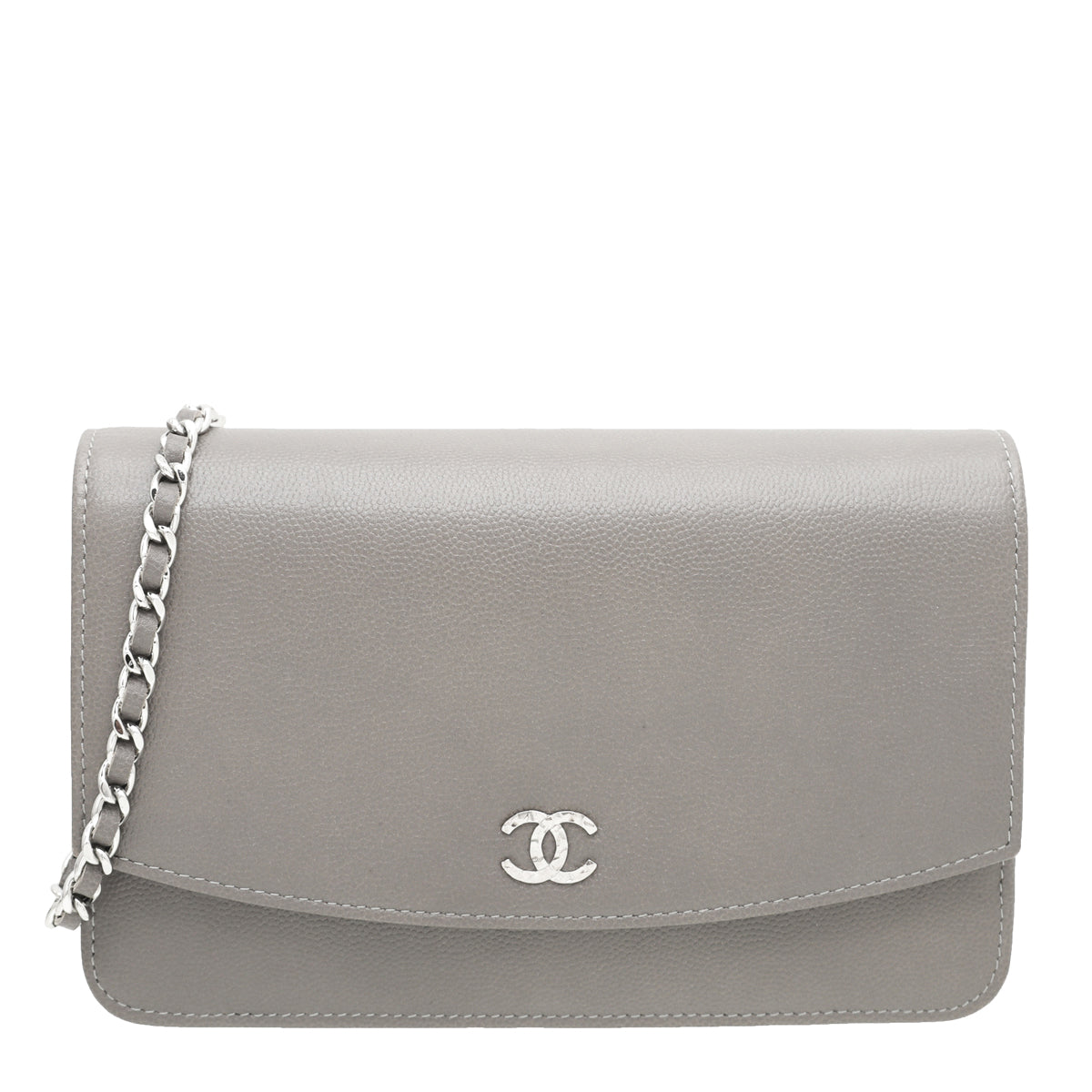 Chanel Gray CC Sevruga Wallet On Chain
