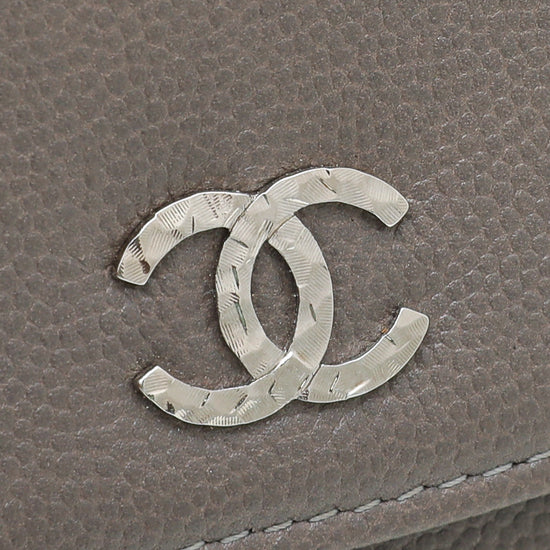 Chanel Gray CC Sevruga Wallet On Chain