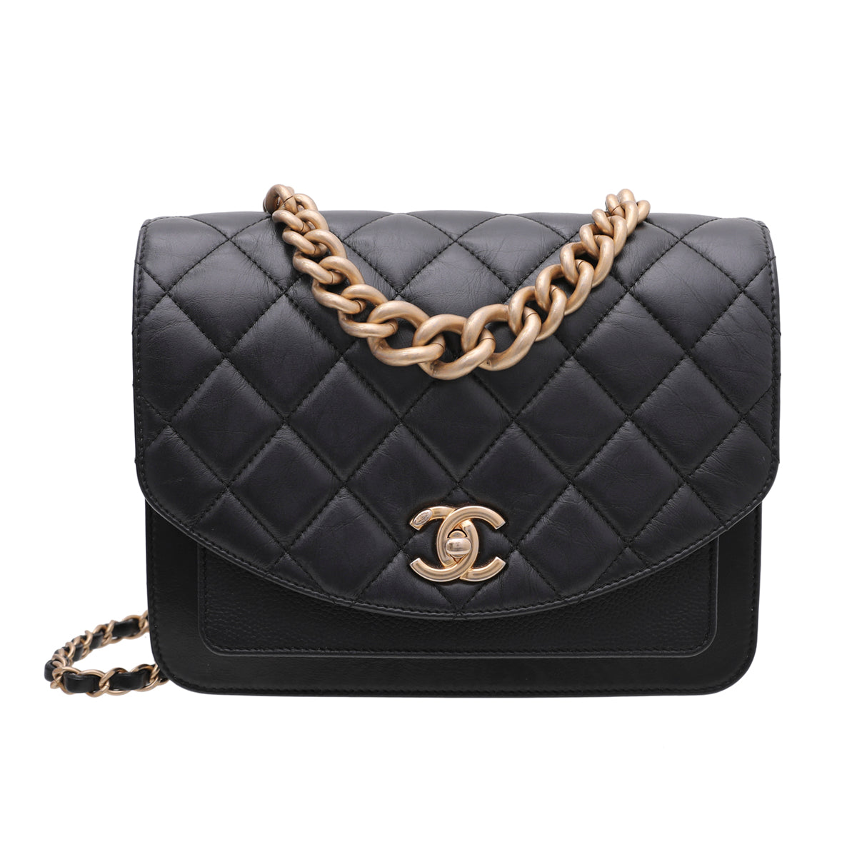 Chanel 22C Mini Flap Bag Mini Imitation Pearl Black in Leather with Gold-tone  - US