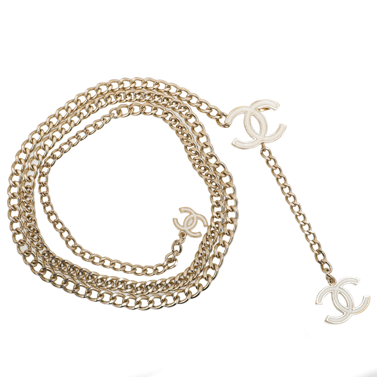 Chanel White CC Chain Link Belt