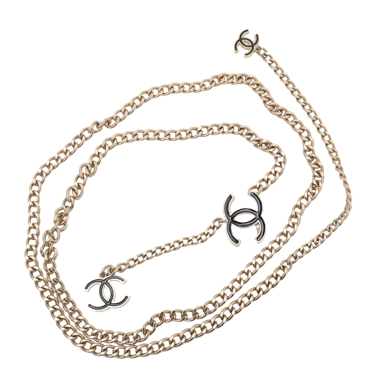 Chanel Gold Black CC Chain Link Belt