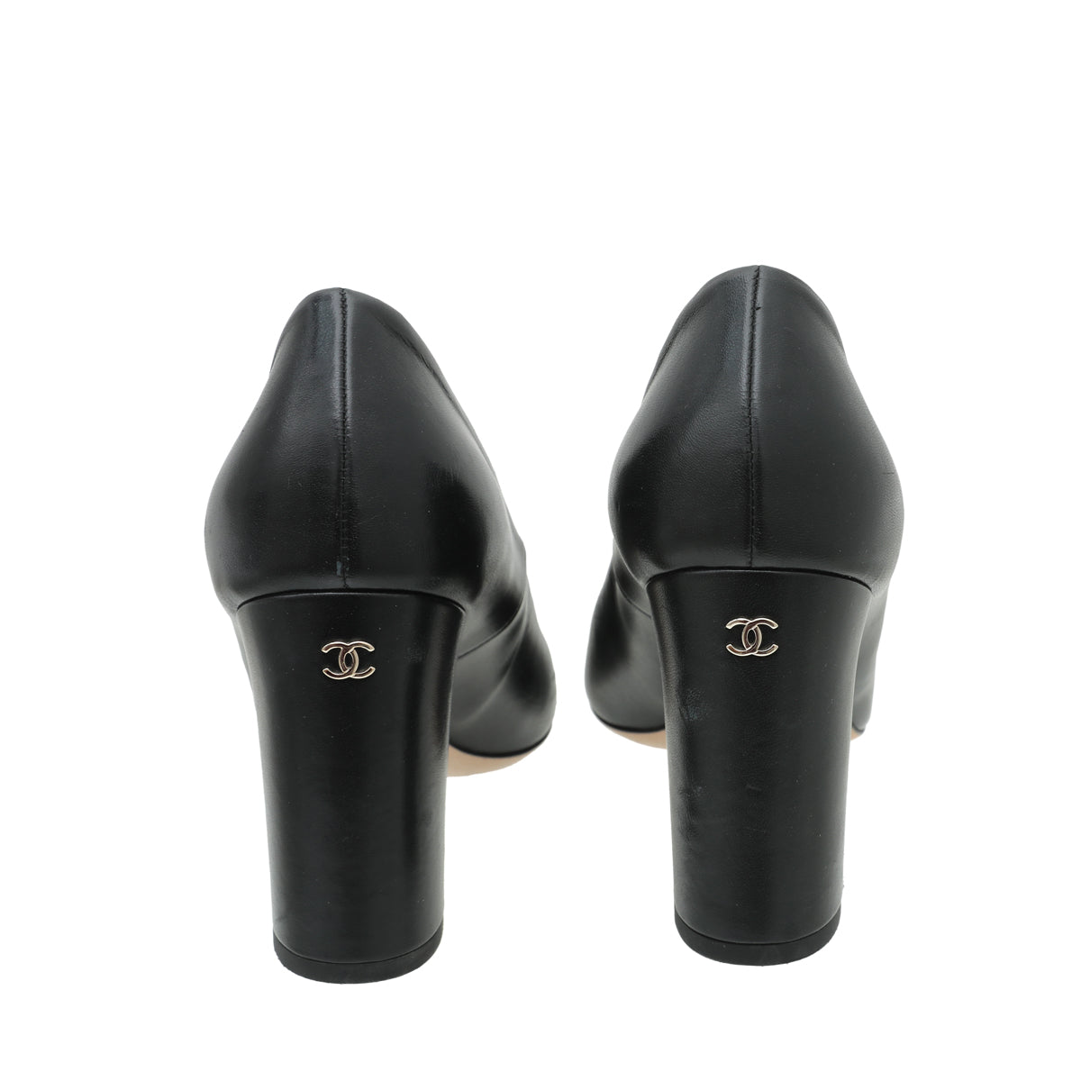 Chanel Black CC Chain Peep Toe Pump 39-Chanel-THE CLOSET