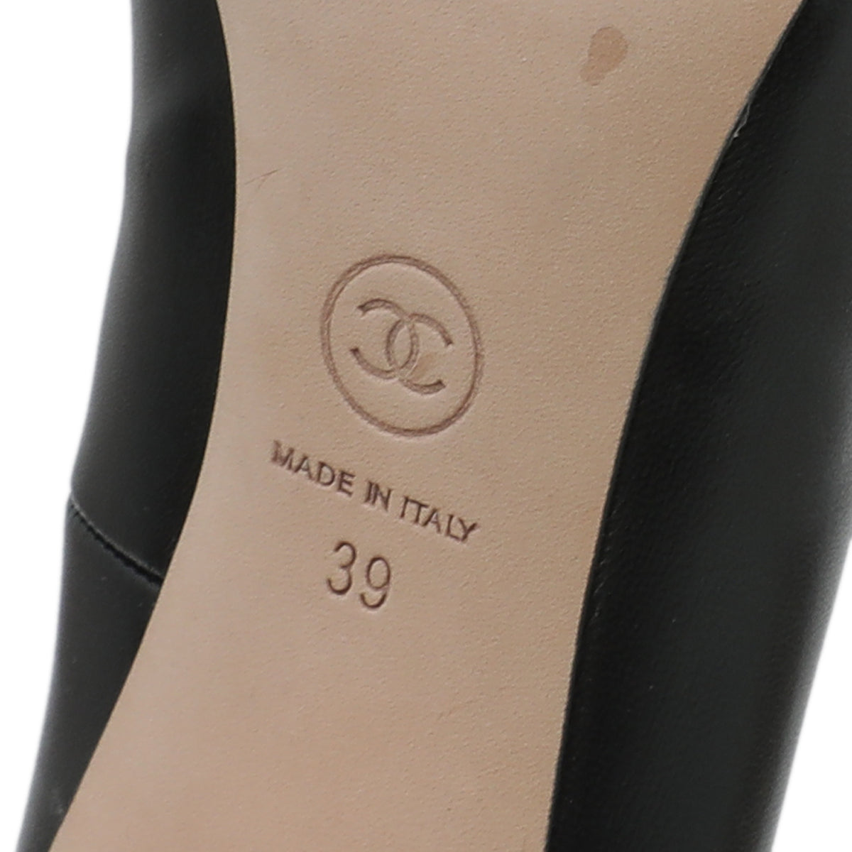 Chanel Black CC Chain Peep Toe Pump 39-Chanel-THE CLOSET