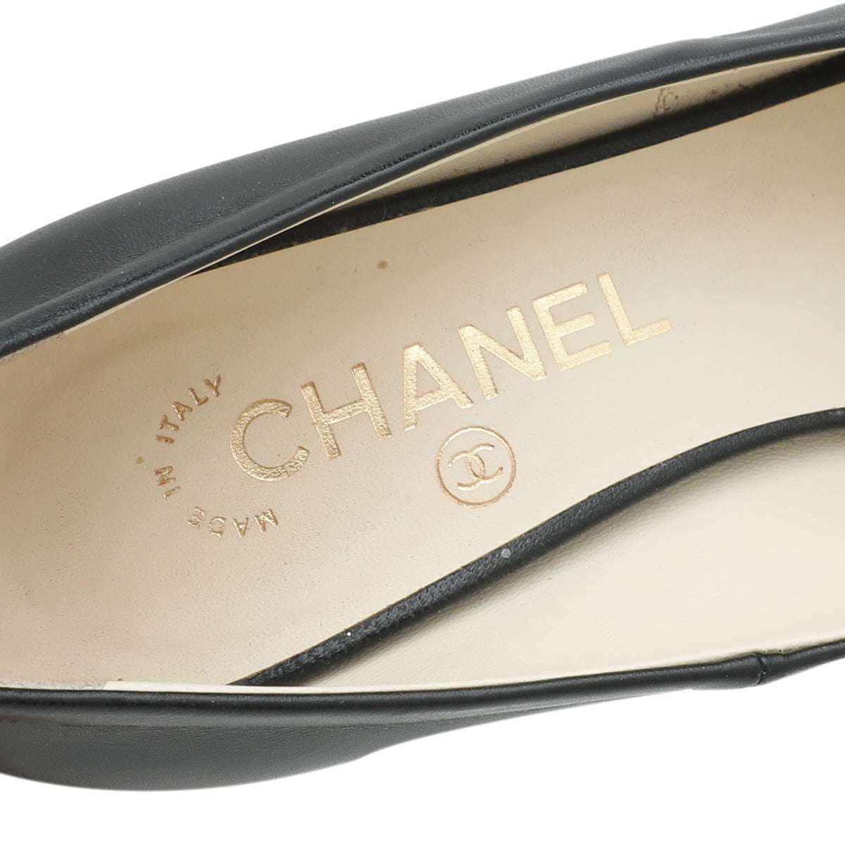 Chanel Black CC Chain Peep Toe Pump 39-Chanel-THE CLOSET