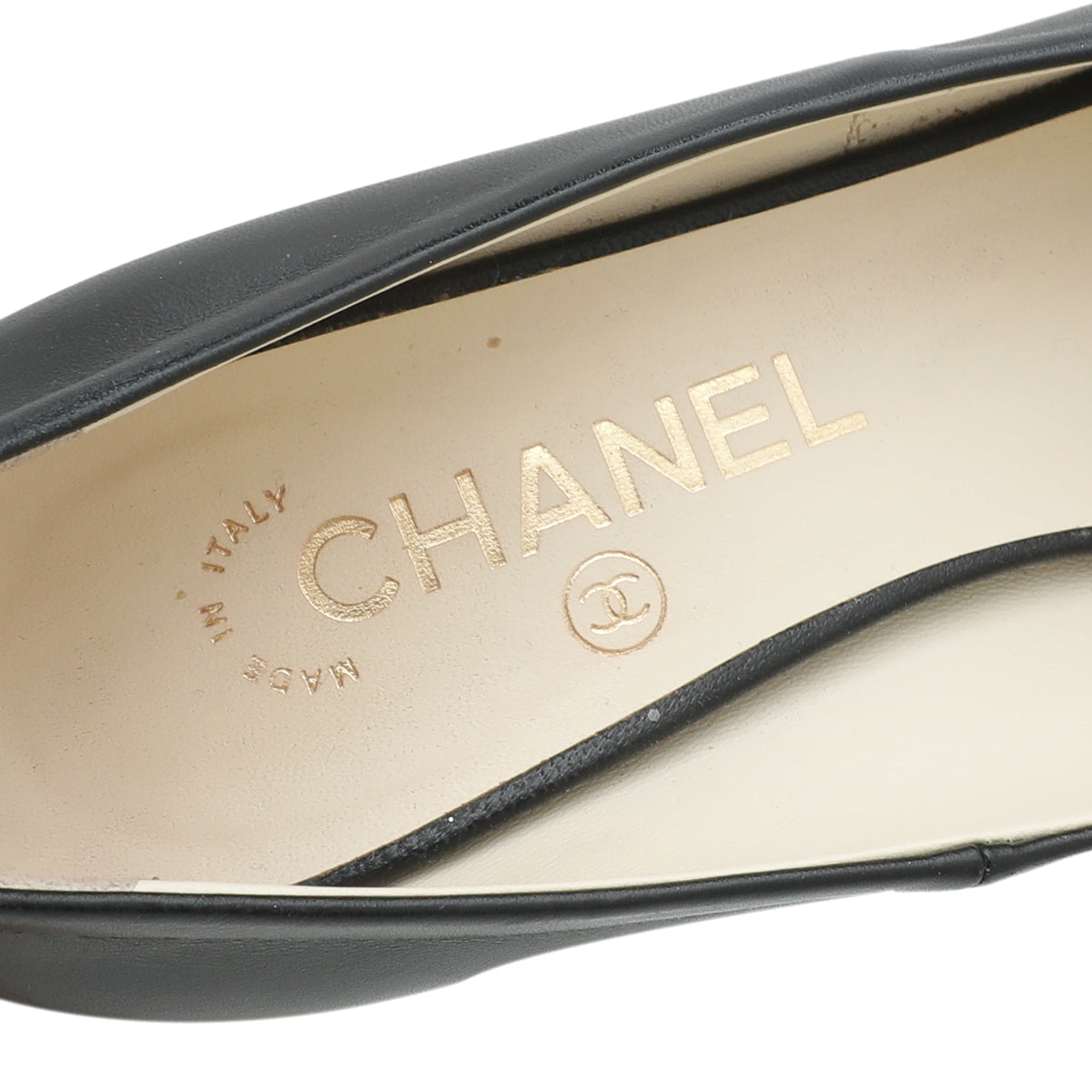 Chanel Black CC Chain Peep Toe Pump 39