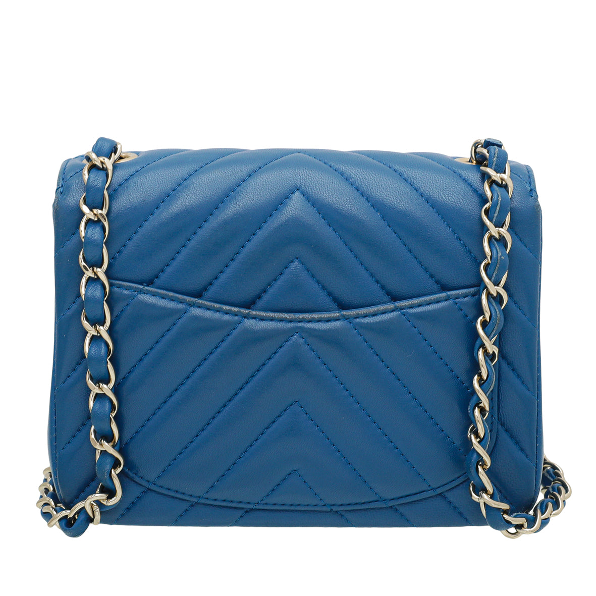 Chanel Blue CC Chevron Mini Square Flap Bag-Chanel-THE CLOSET