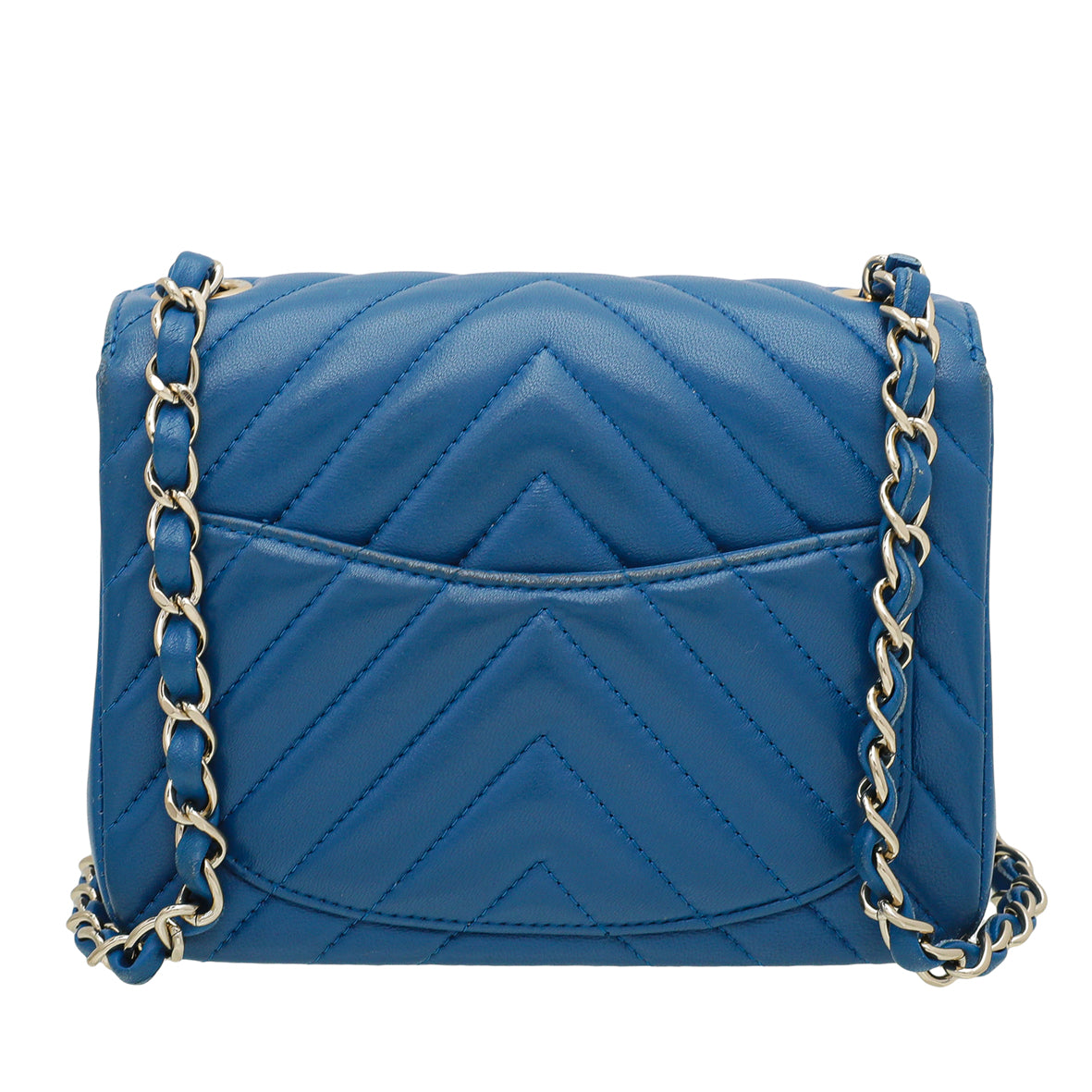 Chanel Blue CC Chevron Mini Square Flap Bag