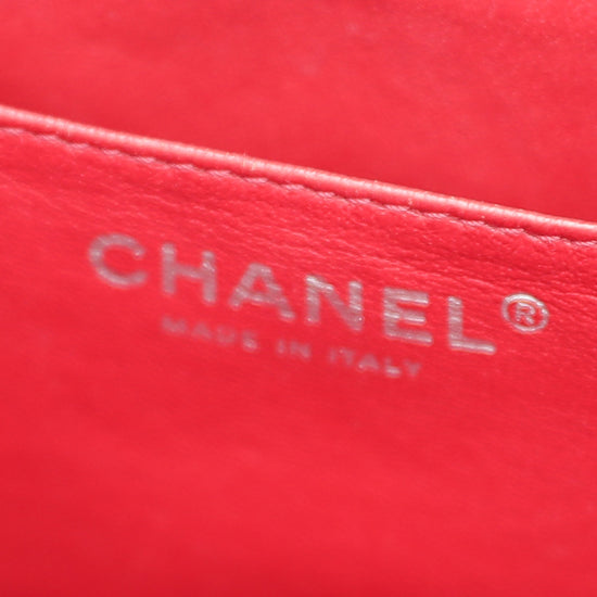 Chanel Red CC Chevron Single Flap Jumbo Bag