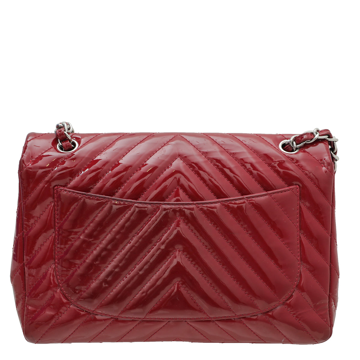 Chanel Red CC Chevron Single Flap Jumbo Bag-Chanel-THE CLOSET