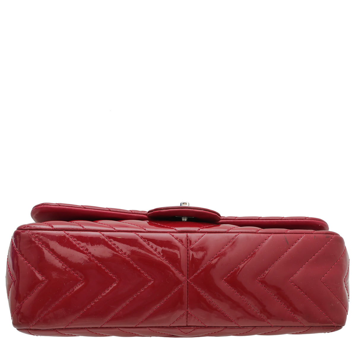 Chanel Red CC Chevron Single Flap Jumbo Bag