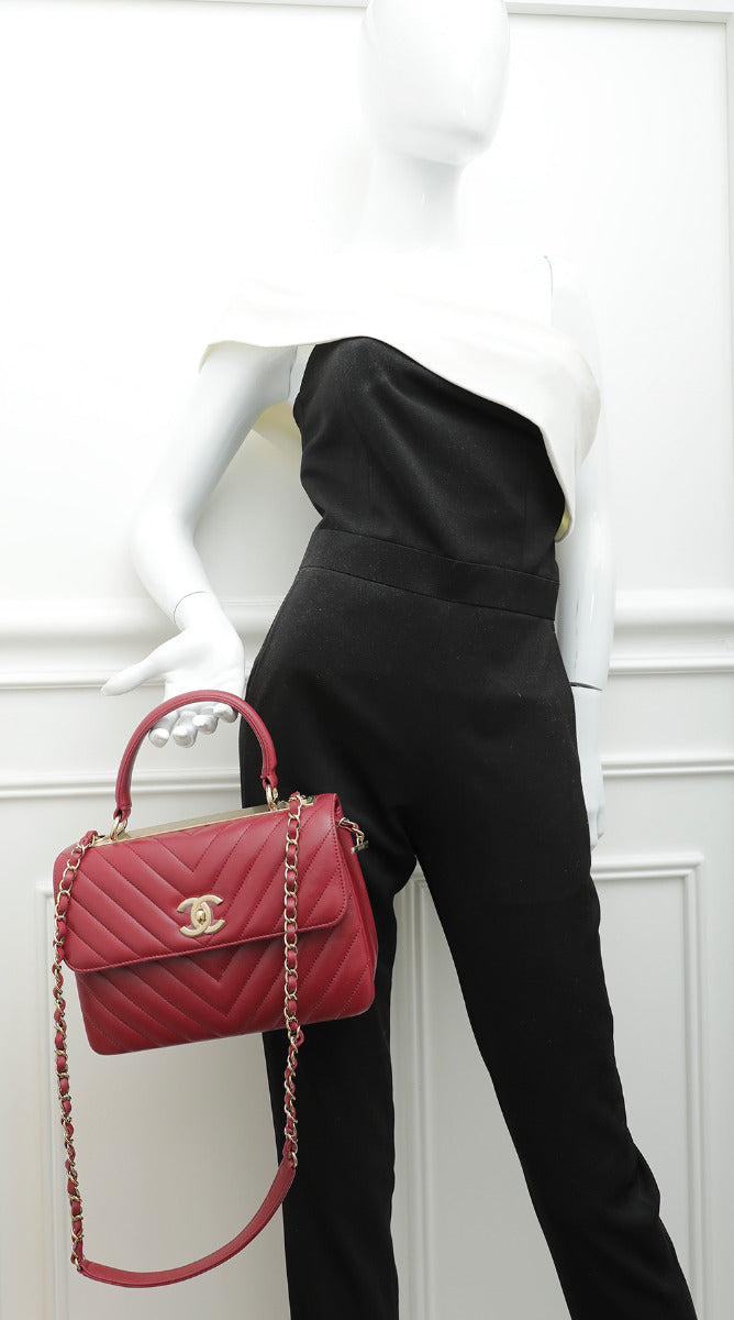 Chanel Red CC Chevron Trendy Small Bag-Chanel-THE CLOSET