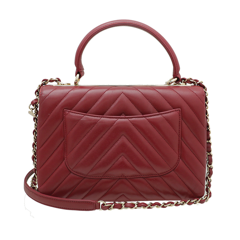Chanel Red CC Chevron Trendy Small Bag