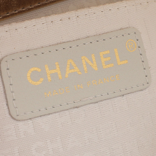 Chanel Metallic Gold CC Chocolate Bar Triple Chain Bag