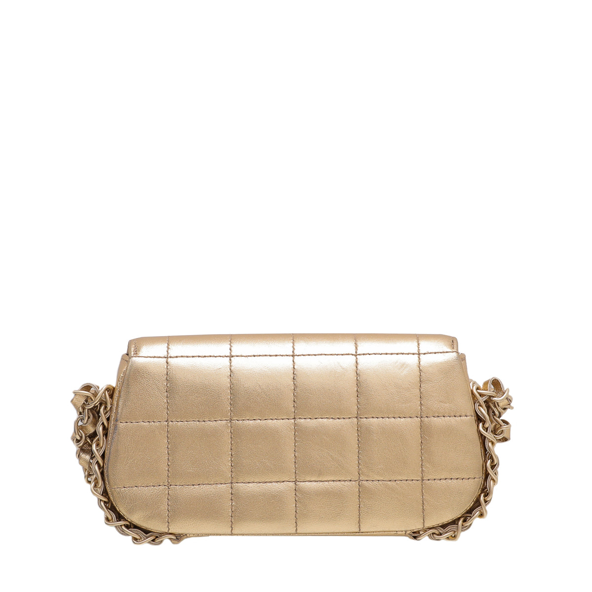 Chanel Metallic Gold CC Chocolate Bar Triple Chain Bag