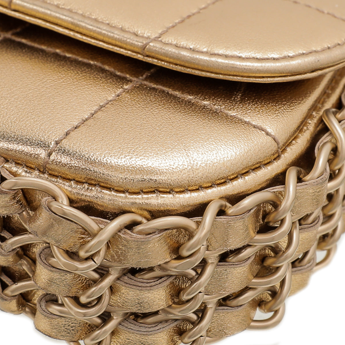 Chanel Metallic Gold CC Chocolate Bar Triple Chain Bag-Chanel-THE CLOSET