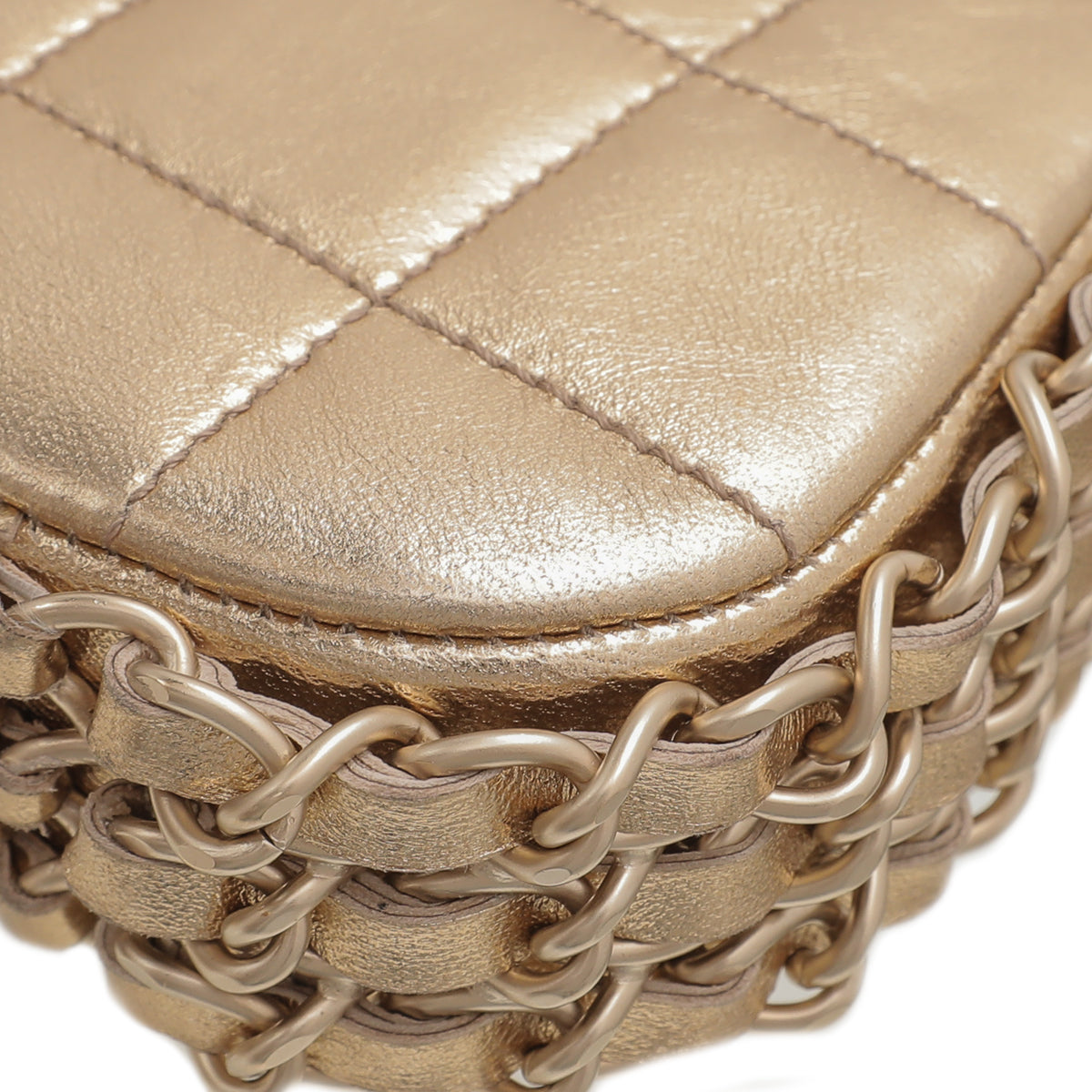 Chanel Metallic Gold CC Chocolate Bar Triple Chain Bag-Chanel-THE CLOSET