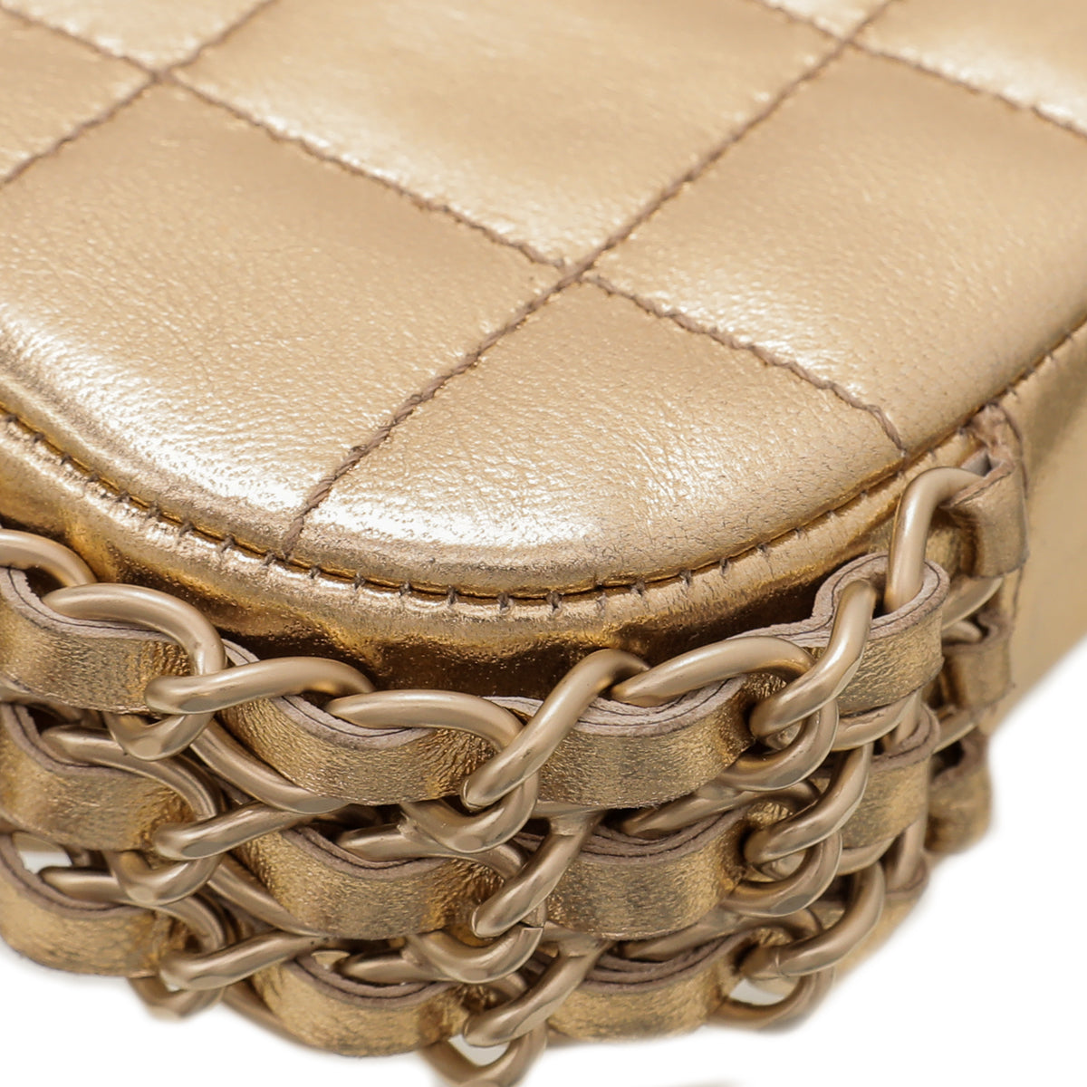 Chanel Metallic Gold CC Chocolate Bar Triple Chain Bag-Chanel-THE CLOSET