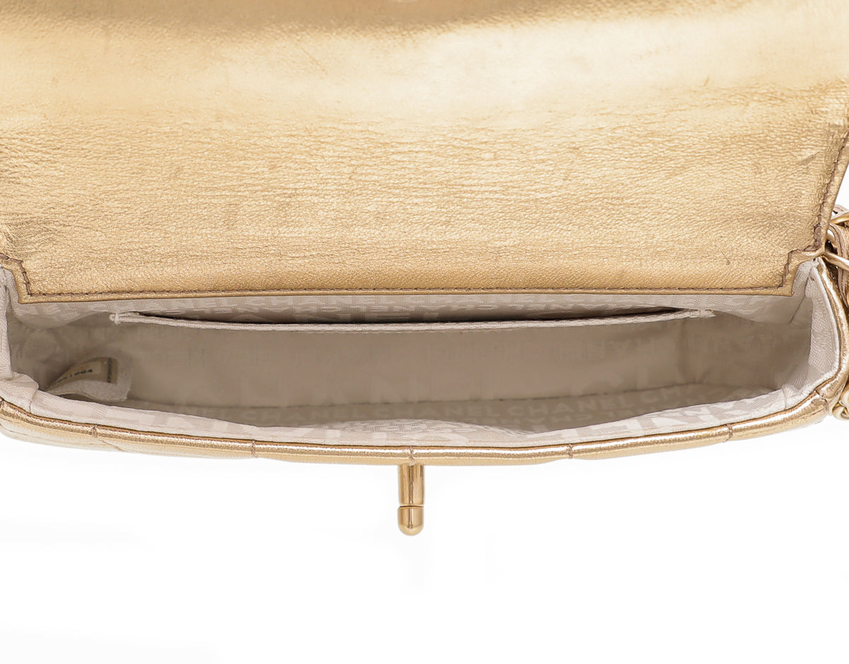 Chanel Metallic Gold CC Chocolate Bar Triple Chain Bag-Chanel-THE CLOSET