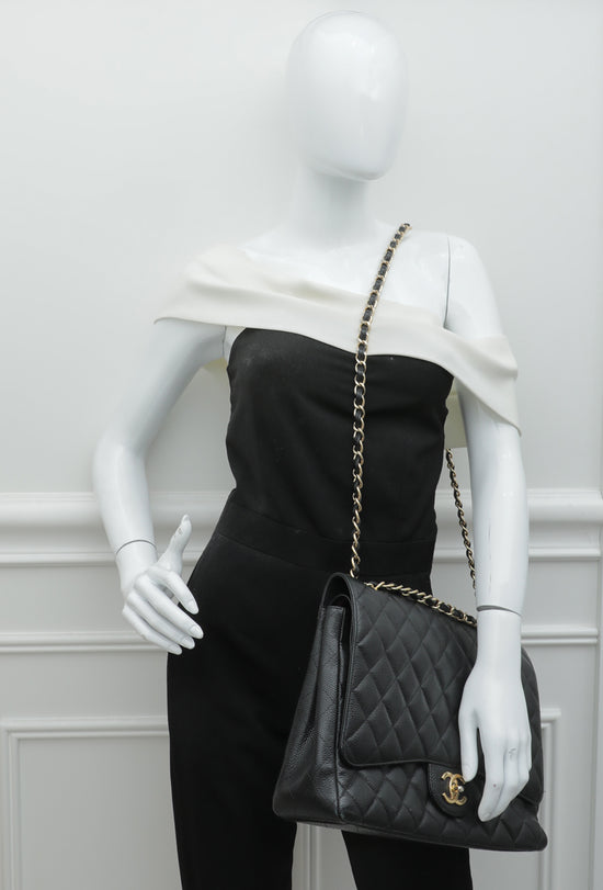 Chanel Black CC Classic Double Flap Maxi Bag – The Closet