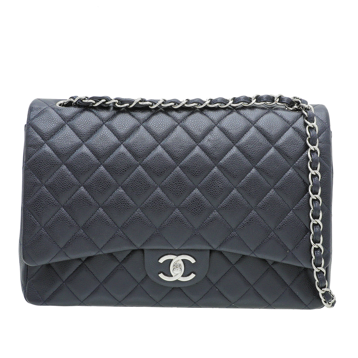Chanel Navy Blue CC Classic Double Flap Maxi Bag-Chanel-THE CLOSET