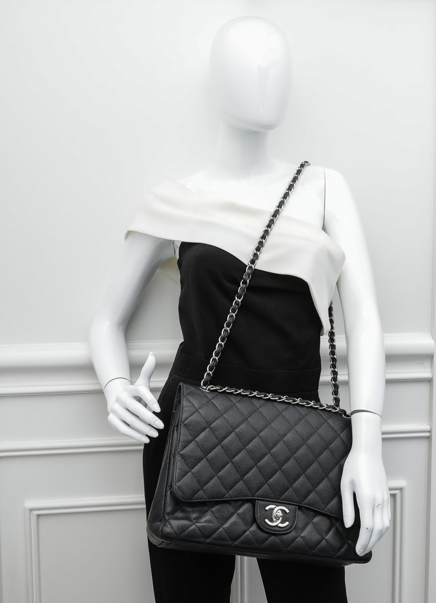Chanel Black CC Classic Double Flap Maxi Bag-Chanel-THE CLOSET