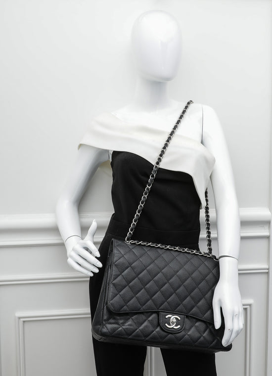 CHANEL, Bags, Caviar Quilted Maxi Single Flap Black