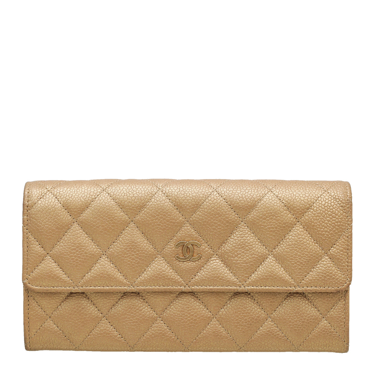 Chanel Metallic Gold CC Classic Flap Wallet