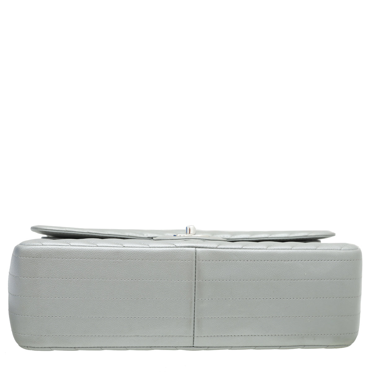 Chanel Metallic Grey CC Classic Chevron Double Flap Jumpo Bag-Chanel-THE CLOSET