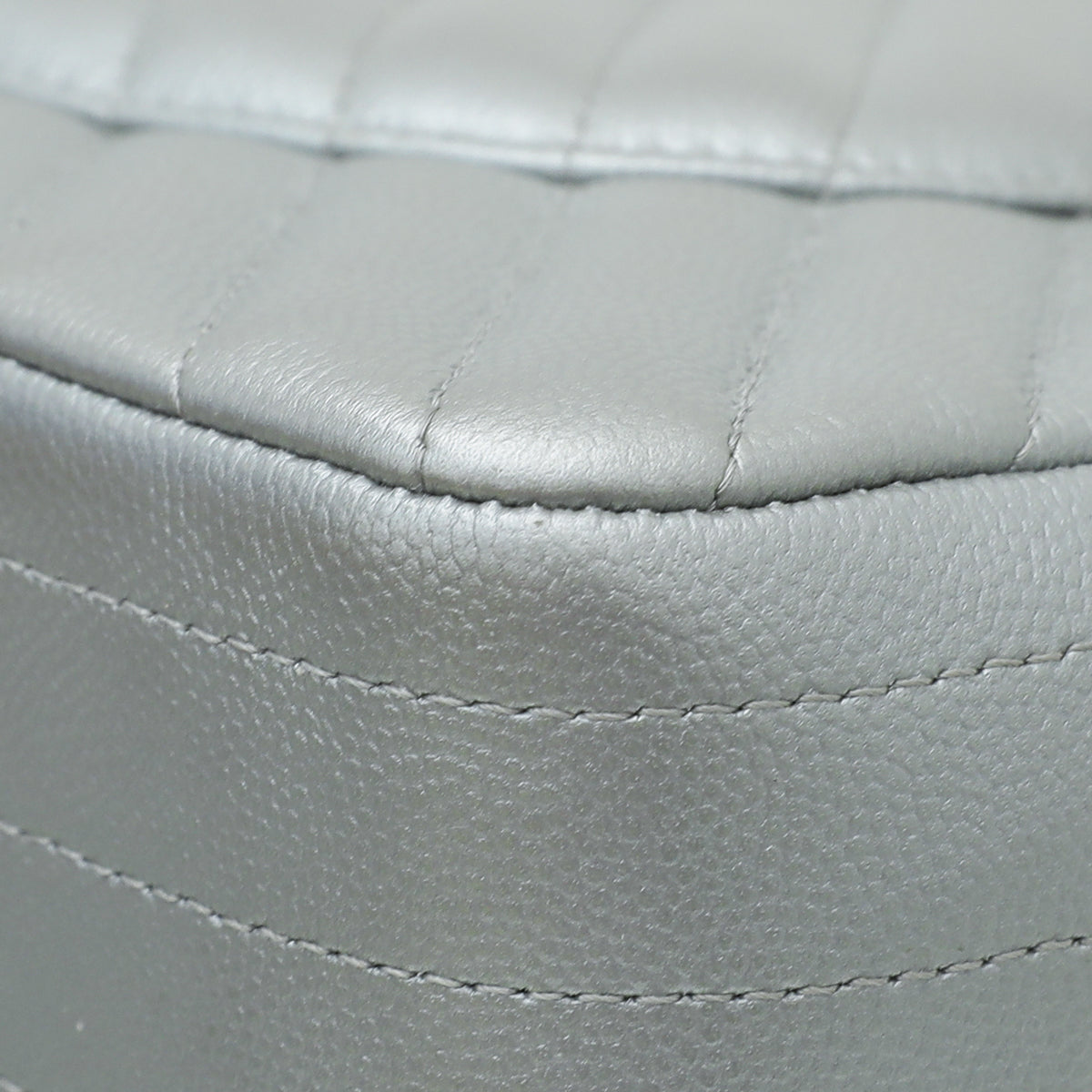 Chanel Metallic Grey CC Classic Chevron Double Flap Jumpo Bag-Chanel-THE CLOSET