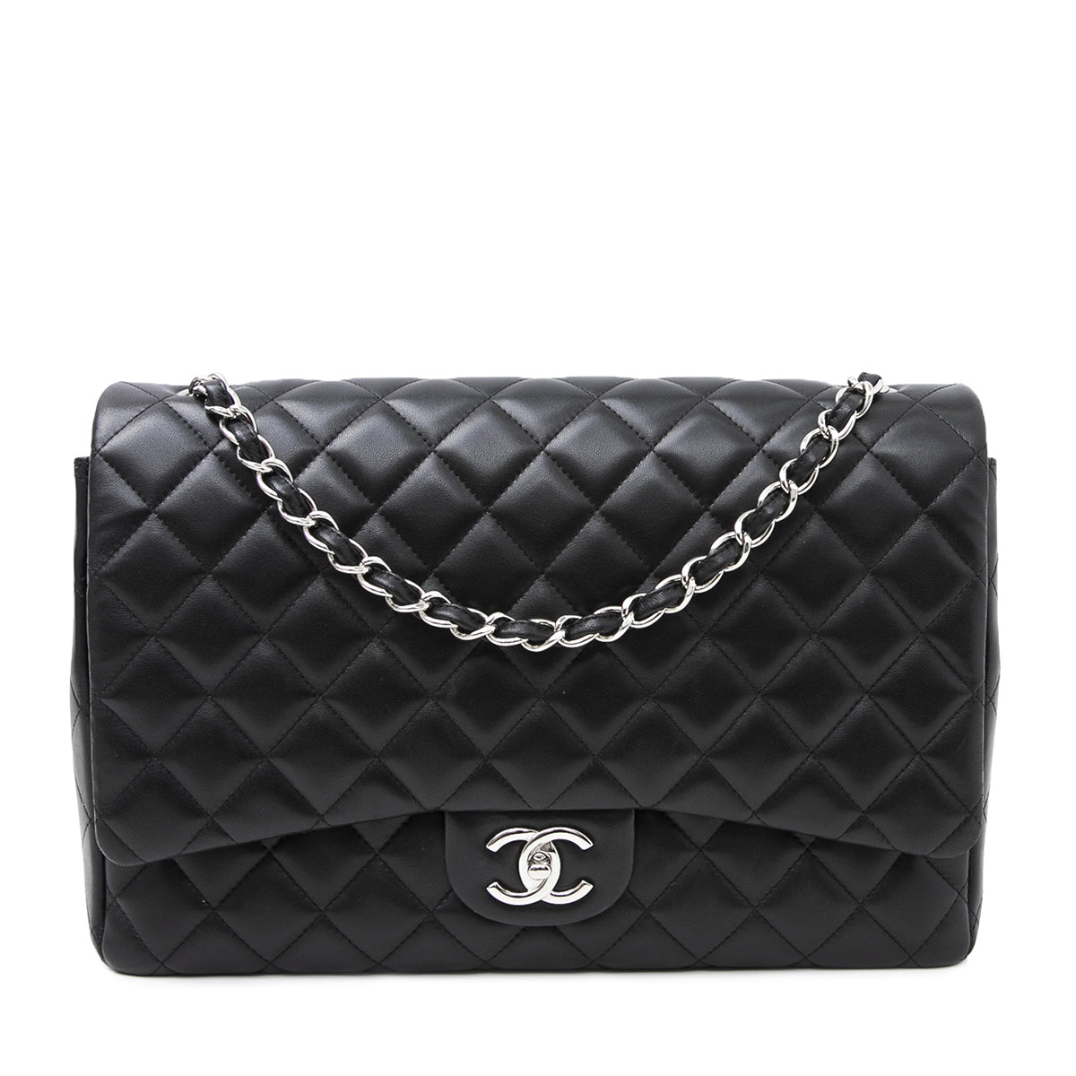 Chanel Black CC Classic Double Flap Bag Maxi