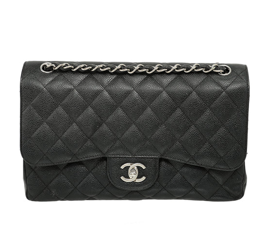 Chanel Black CC Classic Double Flap Bag Jumbo