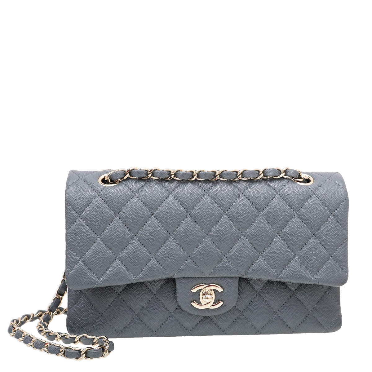 Chanel Grey CC Classic Double Flap Medium Bag-Chanel-THE CLOSET