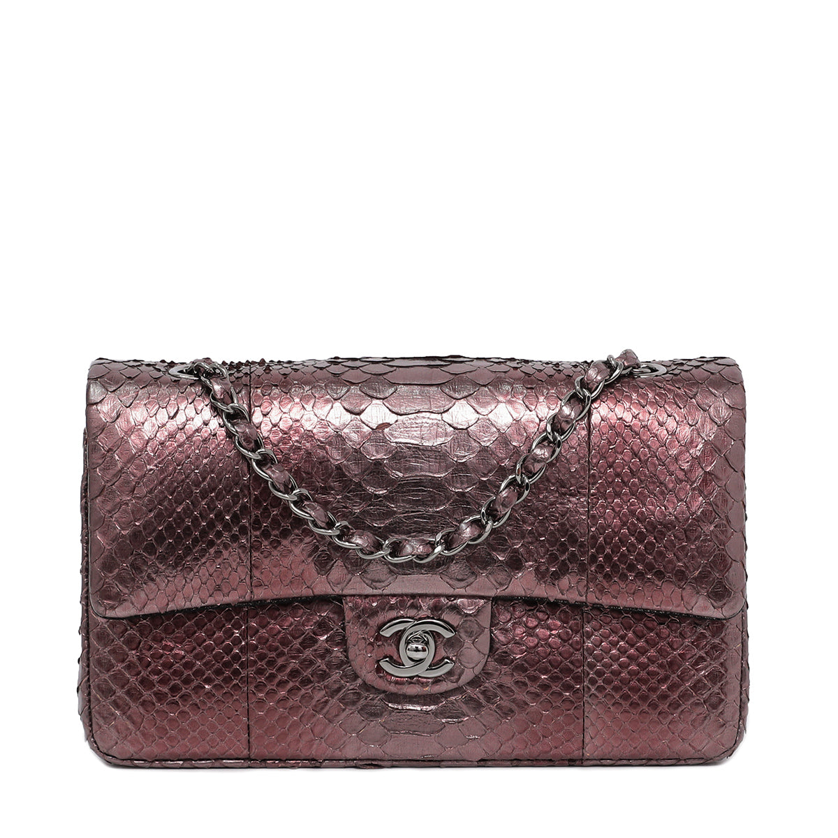 Teal Python Chanel Chanel Bronze Python CC Classic Double Flap Medium – THE CLOSET