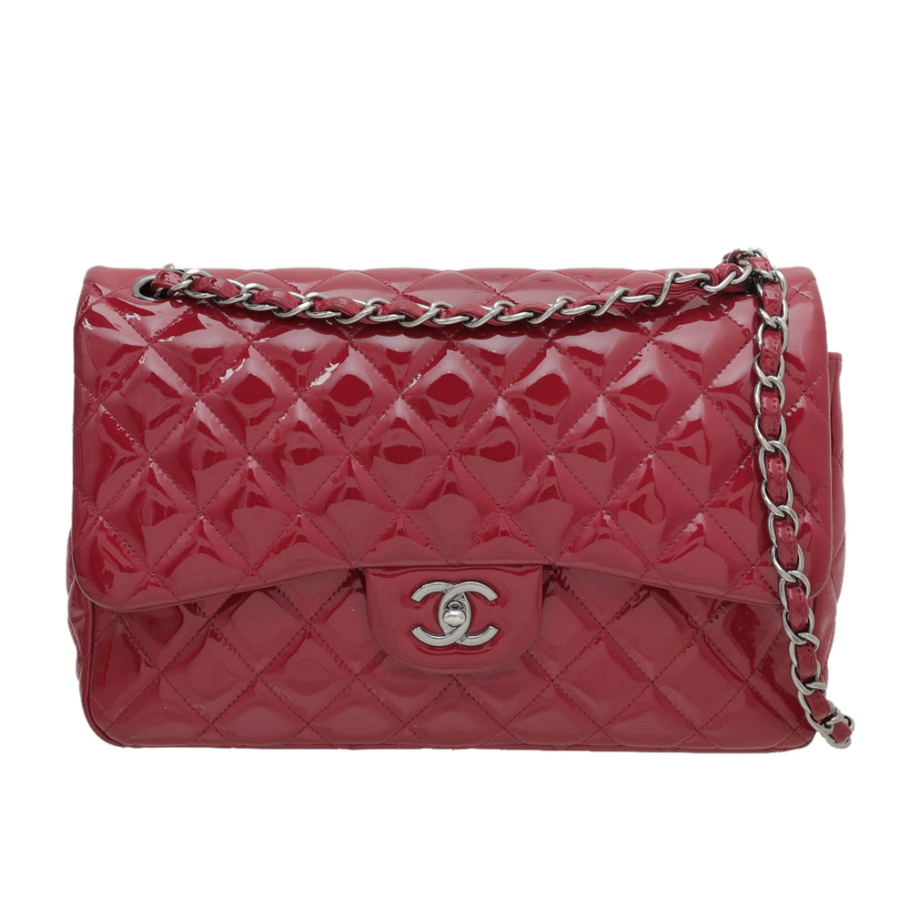 Chanel Cherry Red CC Classic Double Flap Jumbo Bag