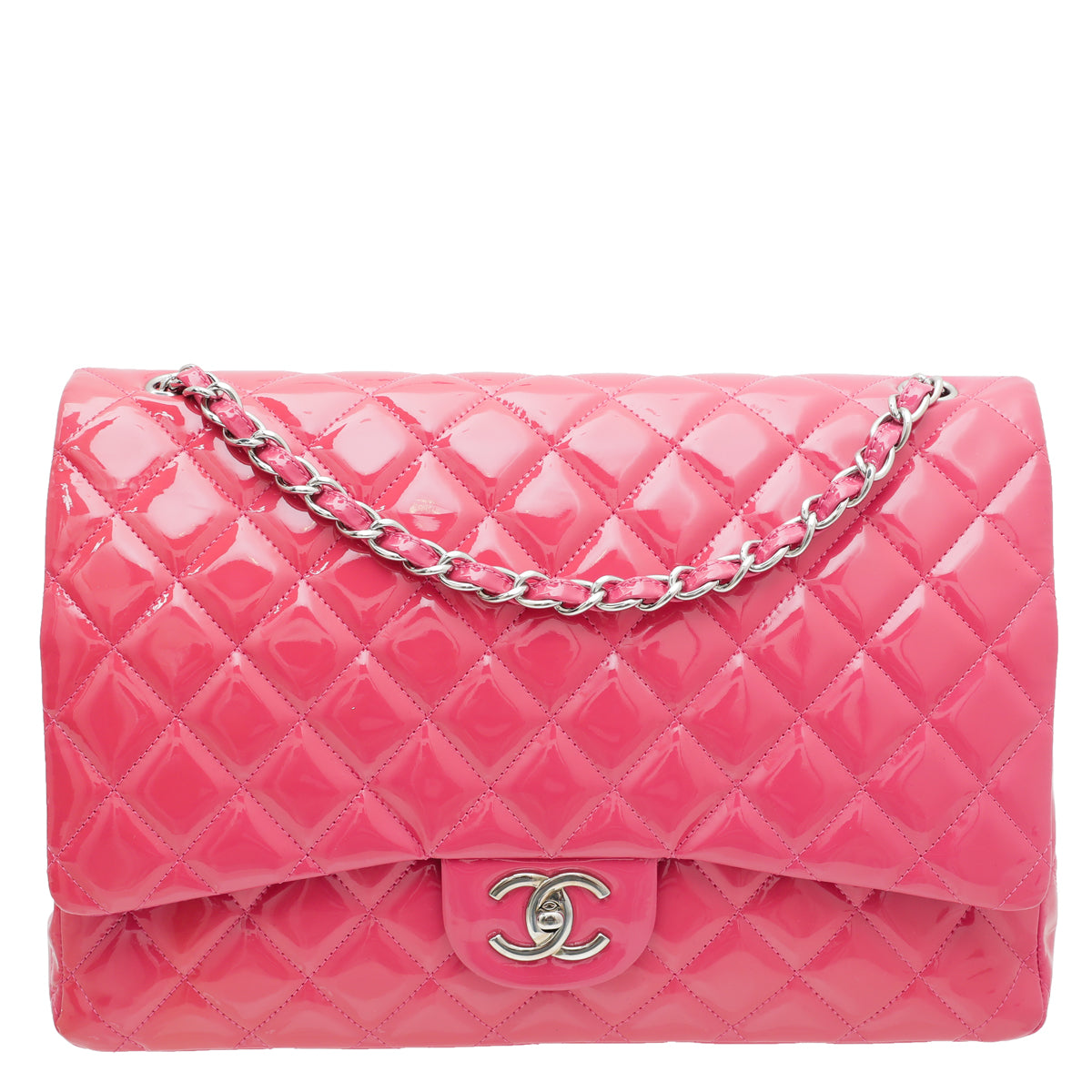 Chanel Pink CC Classic Maxi Double Flap Bag