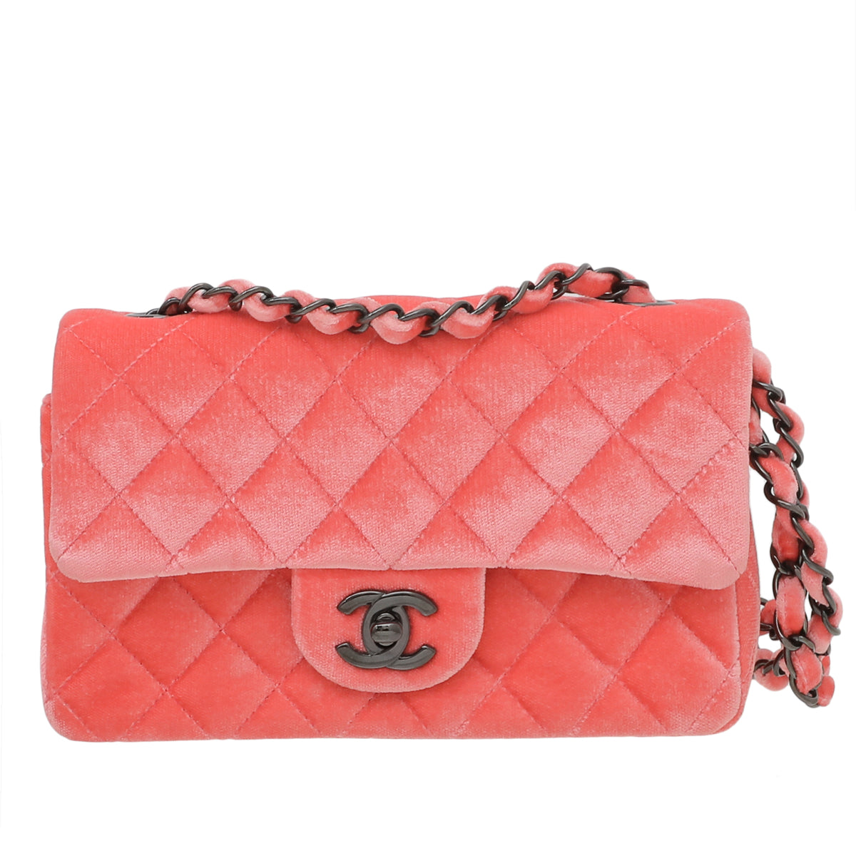 Chanel Coral CC Velvet Classic New Mini Flap Bag-Chanel-THE CLOSET