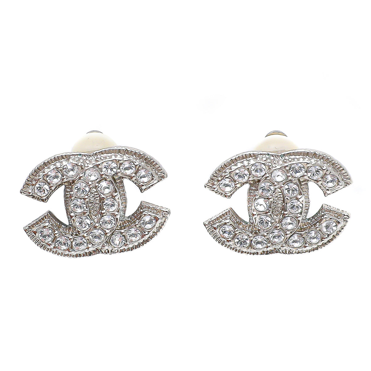 Chanel Silver CC Clip-On Earrings-Chanel-THE CLOSET