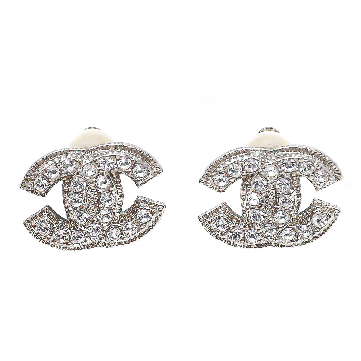 Chanel Silver CC Clip-On Earrings