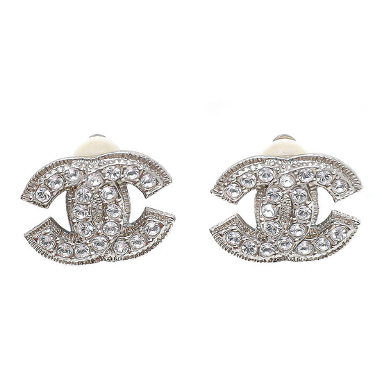 Chanel Silver CC Clip-On Earrings
